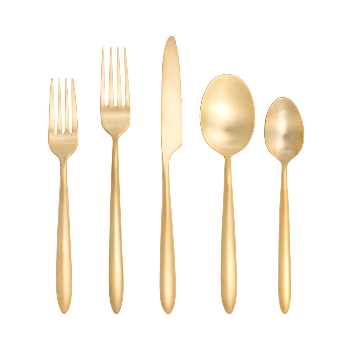 Velo Flatware, 20-Piece Set, Brushed Gold